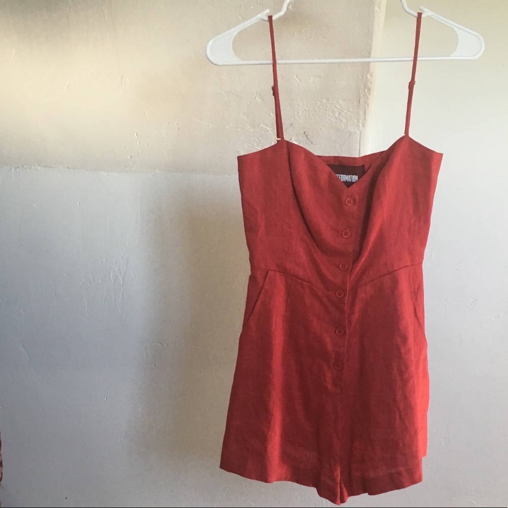 Red reformation jumpsuit